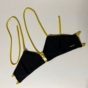 Savage Swim “RYDER” reversible black x pineapple bikini, yellow ties. Medium